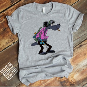 Nu Pogodi Wolf fuma una sigaretta prima di andare a pesca subacquea, Soyuzmultfilm Nu Pogodi Wolf T Shirt, cartone animato russo dell'Unione Sovietica Beh, aspetta e vedrai