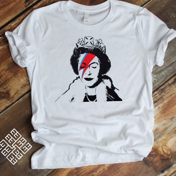 Queen Elizabeth Tee, Britse Monarch History Shirt, David Bowie Ziggy Stardust Geïnspireerd T-shirt, UK Royal Family Tee, Engeland Queen Gift