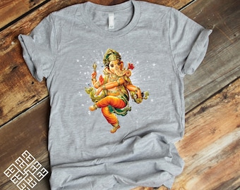 Ganesha Tee Shirt, Ganapati Elephant Headed Hindu God T Shirt, Spiritual Yoga Meditation  Tee, Religious Shirt, Ganesh Tee Shirt Gift