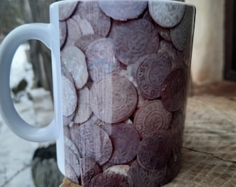 Ancient Treasure Coins Coffee Mug 11 Oz, Swedish Livonia Silver Shillings Mug, Antique Coins Mug, Numismatic Gift, Coin Collectors Gift Mug