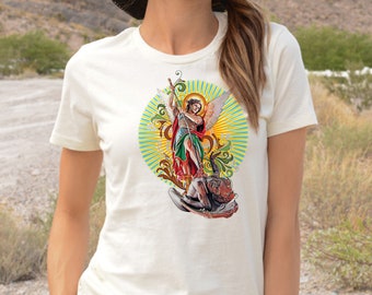 Saint Michael The Archangel Tee Shirt, Christian Religiuos T Shirt,  Archangel Michael Graphic T Shirt, Saints & Angels T Shirt