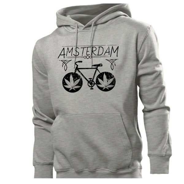 Amsterdam Hoodie, Stoned Cyclist Sweatshirt, Amsterdam Bicycle Hoodie Gift, Weed Bike Amsterdam Coffeeshop Hoodie, Marijuana Cannabis Gift