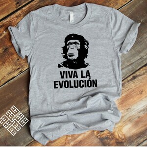 Viva La Evolucion, Funny Monkey Chimpanzee T Shirt, Evolution Tee, Revolution T Shirt Latin America Revolutionaries Inspired T Shirt image 5