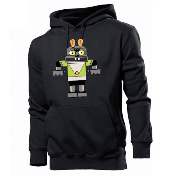 Nu Pogodi Hoodie, Zajec Robot Hoodie, Soyuzmultfilm Well Just You Wait Rabbit Hoodie, Animation de dessins animés russes soviétiques Cyborg Sweat-shirt