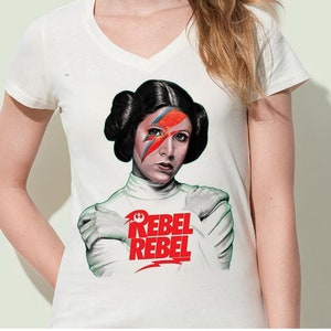 Princess Leia Ziggy Stardust Tee Shirt, Star Wars David Bowie Inspired T Shirt, Princess Leia Rebel Rebel T Shirt, Starwars Bowie Rebel Gift