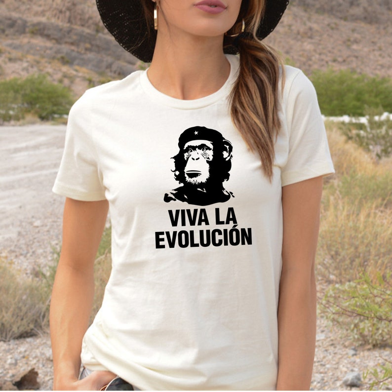 Viva La Evolucion, Funny Monkey Chimpanzee T Shirt, Evolution Tee, Revolution T Shirt Latin America Revolutionaries Inspired T Shirt image 2
