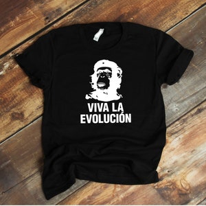 Viva La Evolucion, Funny Monkey Chimpanzee T Shirt, Evolution Tee, Revolution T Shirt Latin America Revolutionaries Inspired T Shirt image 4