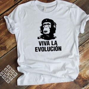 Viva La Evolucion, Funny Monkey Chimpanzee T Shirt, Evolution Tee, Revolution T Shirt Latin America Revolutionaries Inspired T Shirt image 3