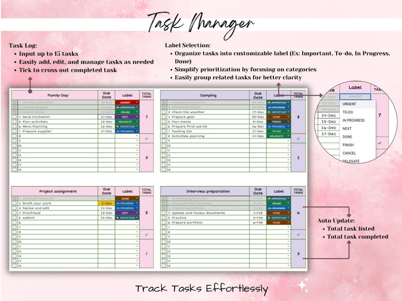 To Do List Spreadsheet, ADHD To-do List, Task Tracker, Task Manager ...