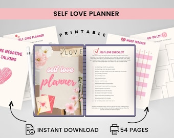 Self-Love Planner Printable, Self-Care journal, Mindfulness Journal, Self-Love Workbook, Wellness Planner, , Mental Health Worksheet