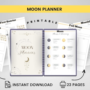 Moon Planner,  Undated Moon Calendar , Printable Moon Planner , Moon Phase , Astrology Journal, Digital Moon Calendar ,2024/2025 Planner