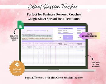 Client Tracker Spreadsheet, Client Session Tracker Google Sheets Template for Coaches, Client Management, Coaching Tracker, Client List