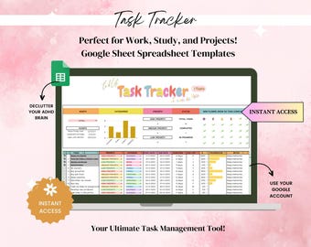 Task Tracker Spreadsheet Google Sheets, ADHD To-Do List, Task Manager, Productivity Planner, Priority Checklist Organizer, List Checklist
