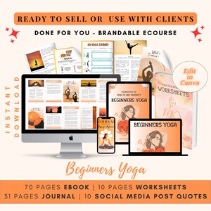 Done For You Beginners Yoga Brandable Coaching Program,Workbook,Ebook | Content for Health Coaches, Yoga, Wellness, Meditation Coach