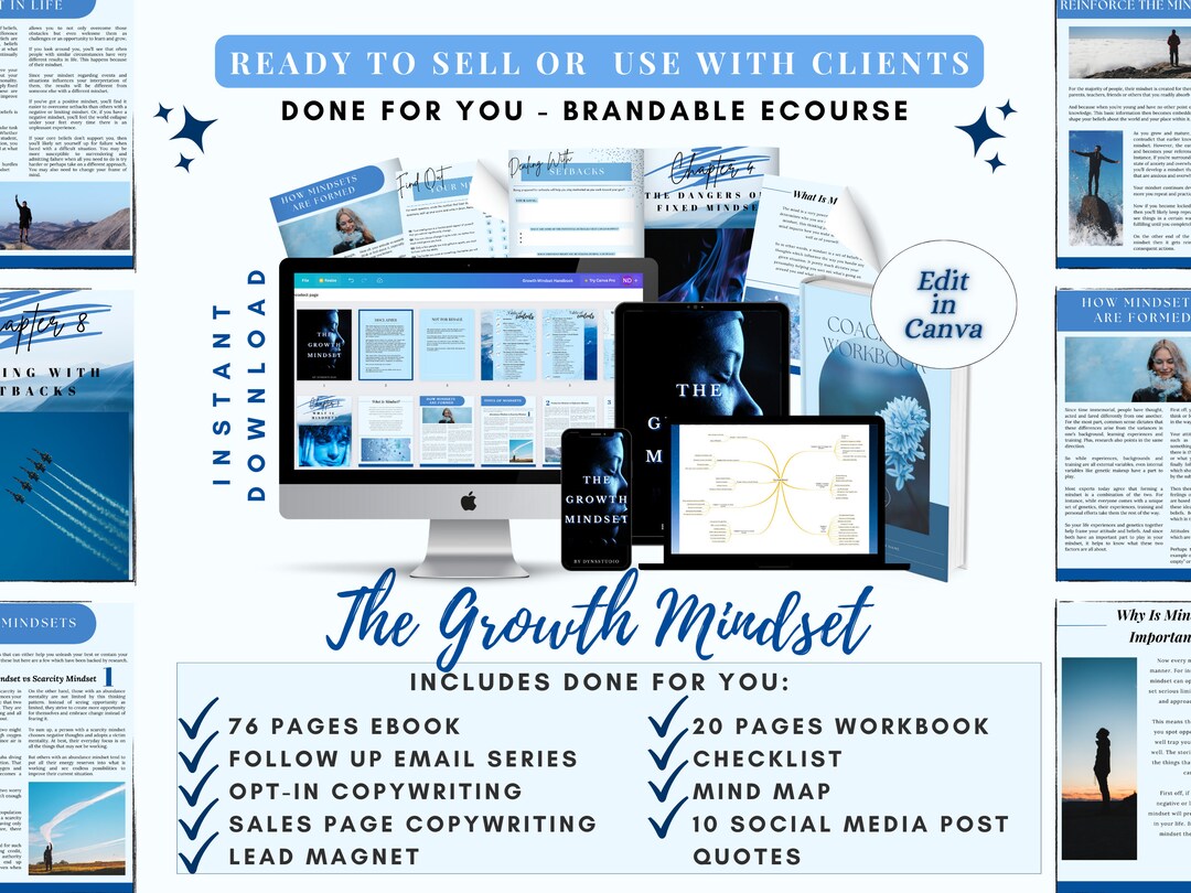 Done for You the Growth Mindset Ebook & Workbook | Brandable Ecourse ...