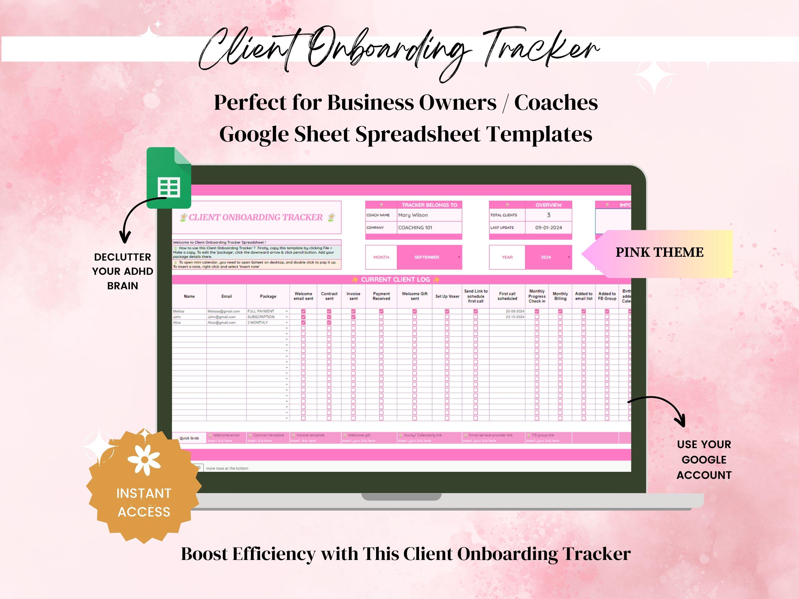 Client Onboarding Tracker Google Sheets Template, Client Management ...