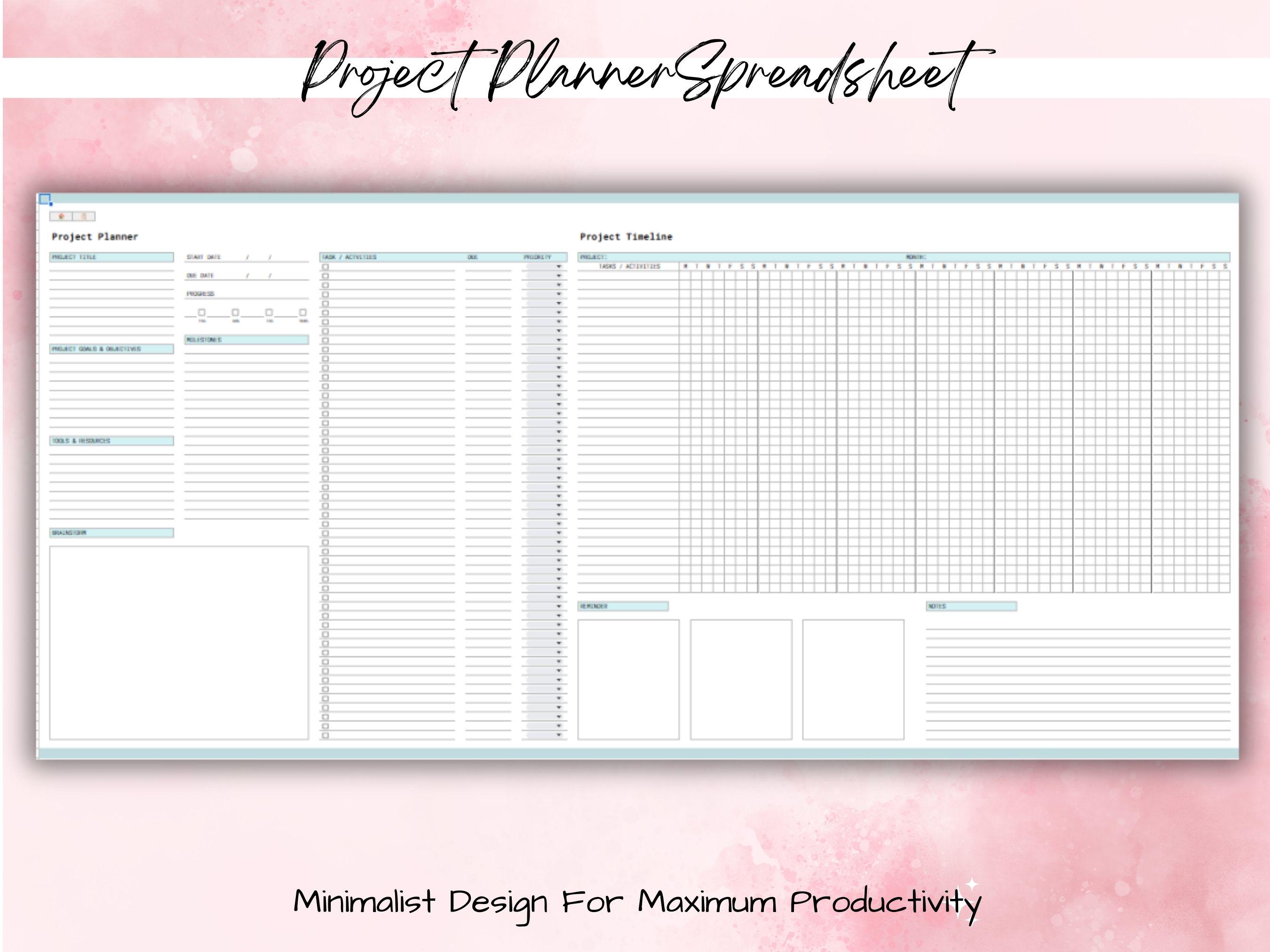 Project Planner Spreadsheet, Project Management Tool, Multi Project ...