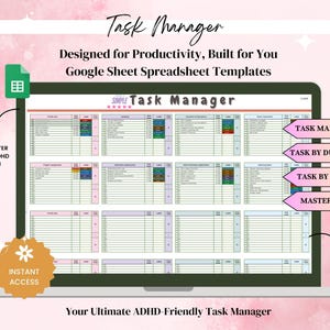 To Do List Spreadsheet, ADHD To-Do List, Task Tracker, Task Manager Google Sheet, Productivity Planner, Project Management, Checklist