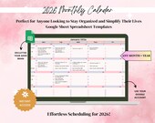 2026 Calendar Spreadsheet Google Sheets, 2026 Yearly Planner, Monthly Calendar, Task Tracker, Digital Calendar, To-Do List | Goal Tracker