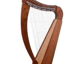 Arpa celta de palancas de 27 cuerdas / Instrumento folclórico hecho a mano de caoba (incluye funda y llave de afinación)