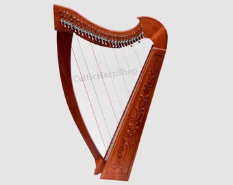 27 Strings Celtic Lever Harp, Folk Harp, Irish Music | Handmade with Mahogany Wood | Comes with Carry bag, Strings Set, and Tuning Wrench.