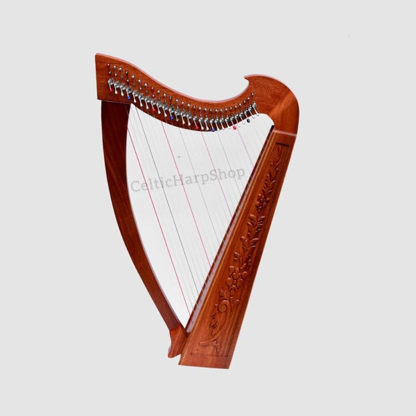 27 Strings Celtic Lever Harp, Folk Harp, Irish Music | Handmade with Mahogany Wood | Comes with Carry bag, Strings Set, and Tuning Wrench.