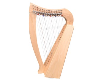 17 String Celtic Lever Harp | Handmade Maple Wood Irish Folk Instrument with Bag & Tuning Key.