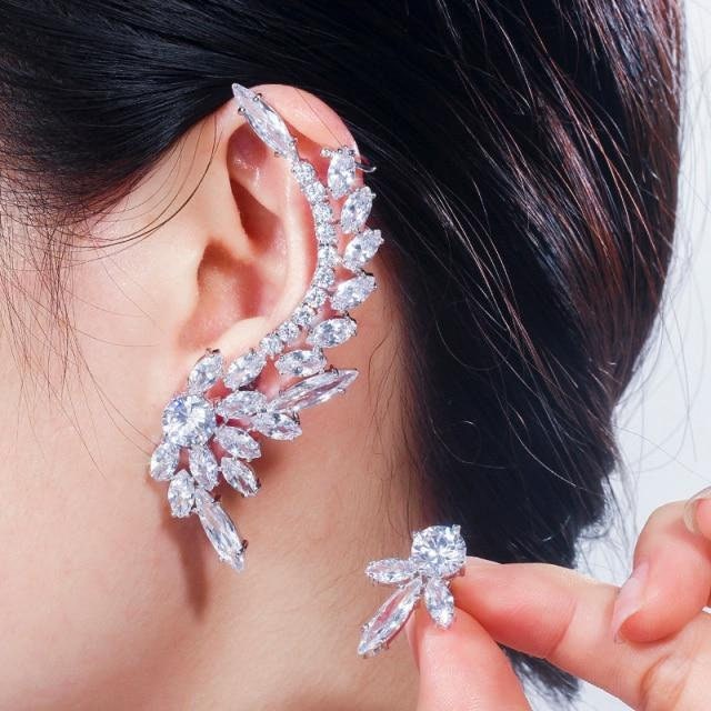 2pc Luxury Sparkly Rhinestone Crystal Climber Earlobe Ear Climber