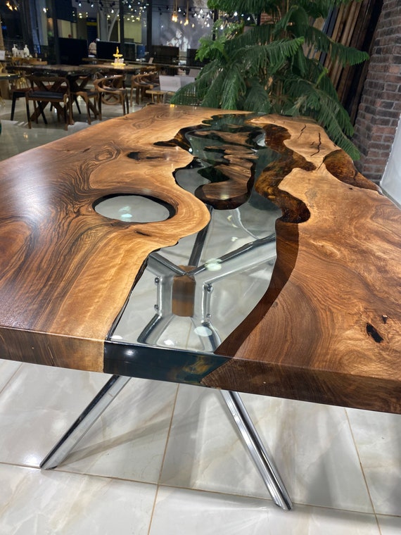 Custom Walnut Epoxy Resin Table Made to Order Etsy