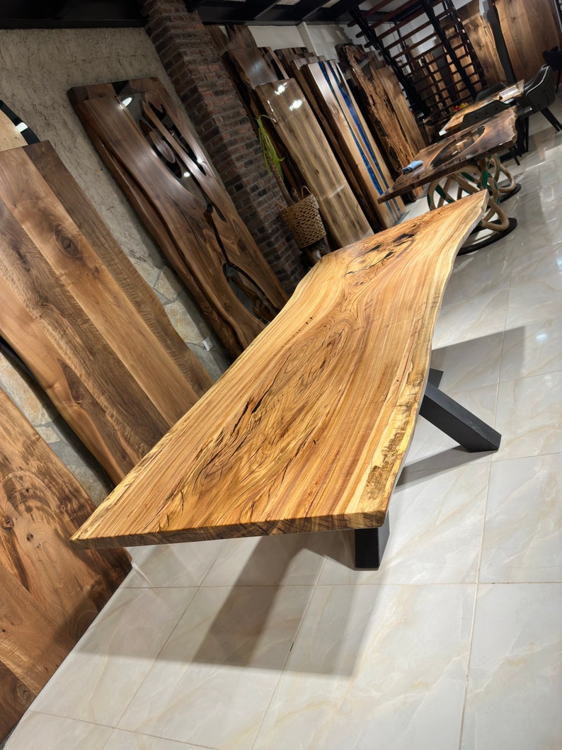Custom Wooden Dining Table Live Edge Kitchen Table Living Etsy