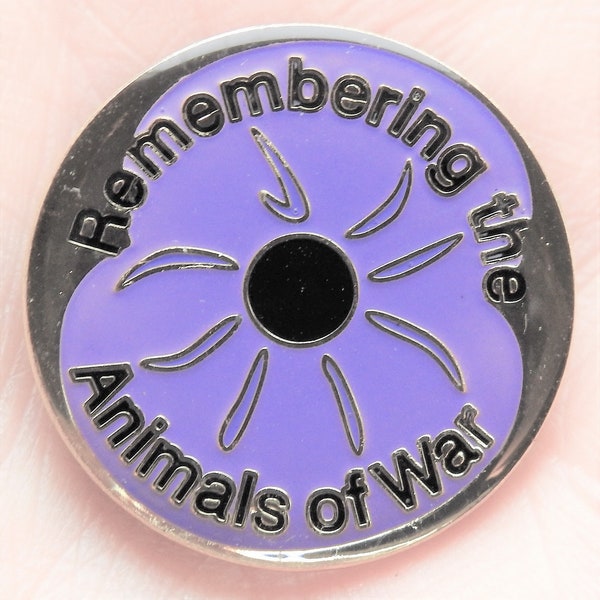 Remembering the Animals of War Purple Poppy Badge (round)