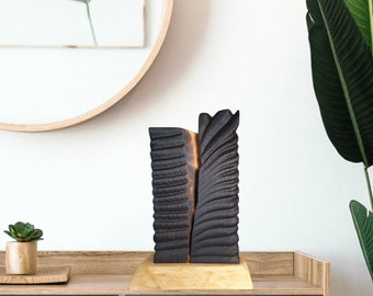 Burnt wood table sculpture with yakisugi technique and wabi-sabi decor philosophy by sculptor Dean Marino