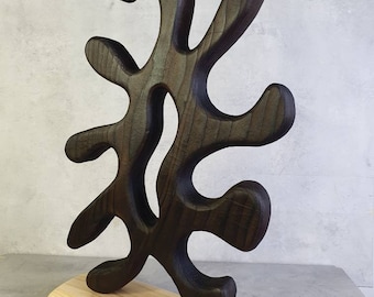 Burnt wood table sculpture with yakisugi technique and wabi-sabi philosophy by sculptor Dean Marino