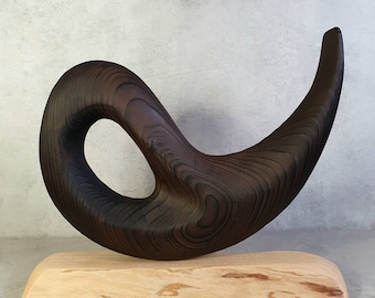 Burnt wood table sculpture with yakisugi technique and wabi-sabi philosophy by sculptor Dean Marino