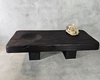 Solid Cedar Coffee Table, Japandi Style with Yakisugi Craftsmanship. Discover Tamashi: