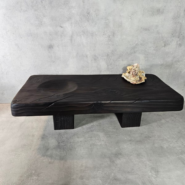 Solid Cedar Coffee Table, Japandi Style with Yakisugi Craftsmanship. Discover Tamashi: