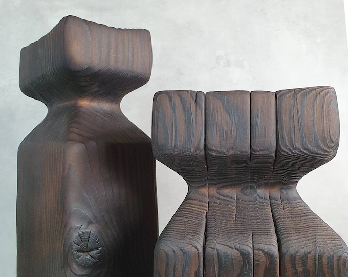 Featured listing image: Minimalist wooden sculpture for wabi sabi and japandi decor. Totustotem by Dean Marino
