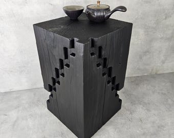 Solid Wood Handmade Stool/Table – Unique Japanese Wabi-Sabi Design
