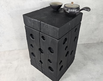 Solid Wood Handmade Stool/Table – Unique Japanese Wabi-Sabi Design