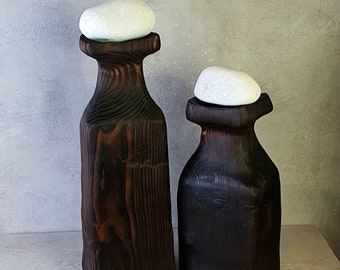 Personalized gifts, wood table sculpture, yakisugi technique, wabi-sabi decor, minimalist decor, industrial artwork