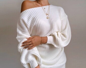 sexy white sweater dress