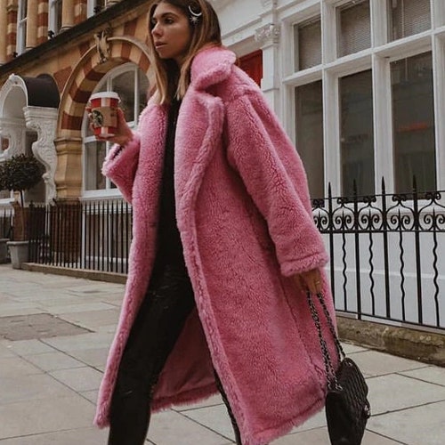 Faux Fur Coat / Vintage Teddy Bear Long 