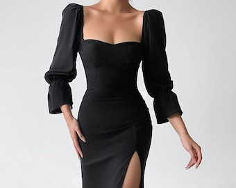 formal midi dress long sleeve