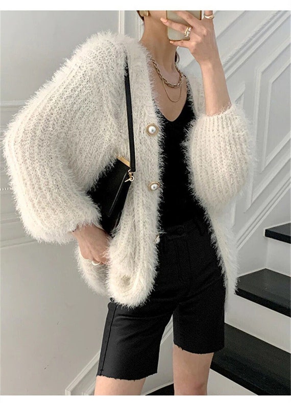 maxi fluffy cardigan