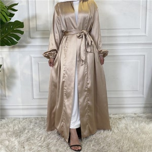 Sierra- Open Satin Abaya with Balloon Sleeves | Elegant Collections