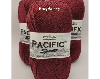 Hilo de lana merino deportivo, Pacific Sport 3 en frambuesa, hilo suave y hermoso para chales, artículos para bebés, hilo para decoración del hogar, hilo para juguetes amigurumi
