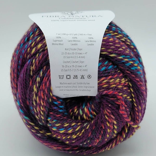 Cobblestone Merino Wool Yarn 1 Skein in Mardi Gras