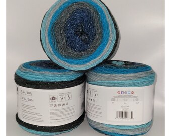 Mandala Sparkle Yarn Lot: Aquarius Blue, Gray, Silver - 984 Yards