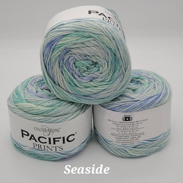 Pacific Prints by Cascade 3 en Seaside Beautiful Soft Yarn Lana Merino Acrílico Melinas Crafts