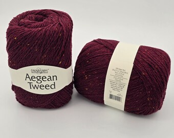 Cascade Aegean Tweed Garen 2 in Bordeaux, Biologisch Wol Garen Zacht Mooi voor Alle Projecten Geïmporteerde Truien Dekens Sjaals Geschenken Speelgoed